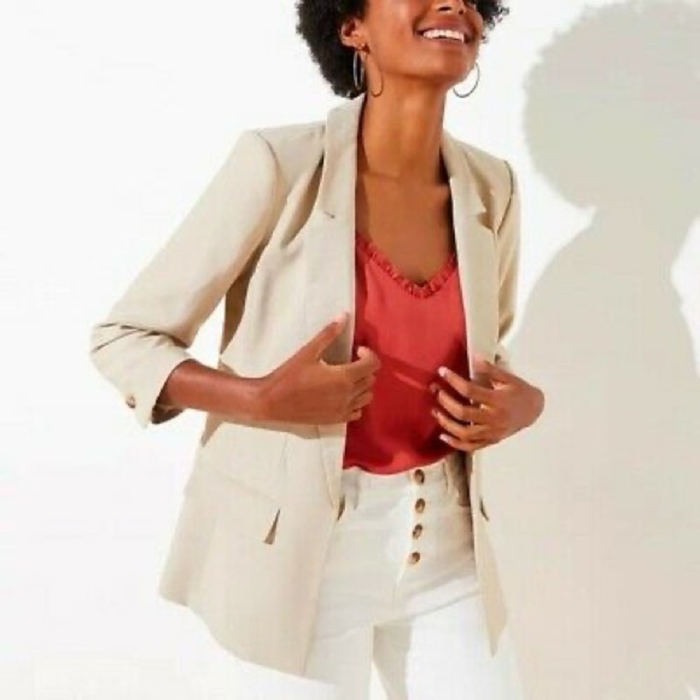 NWT LOFT Open-Front Summer Blazer Beige Women’s 6 527811